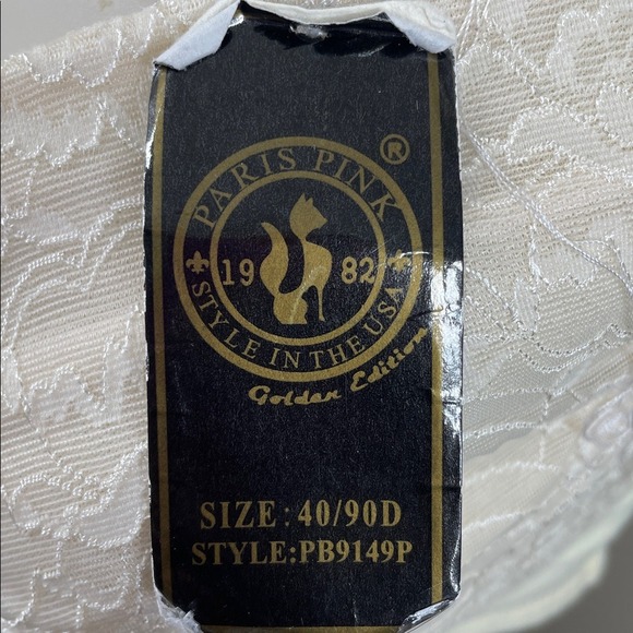 Paris Pink Golden Edition Bra 40/90D White Floral Lace Style PB9149P - Picture 3 of 12